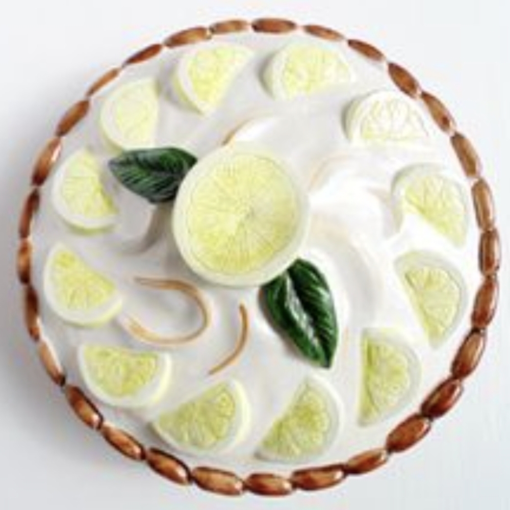 Vintage Ceramic Pie Dish with Fruit Design Lid 10 in